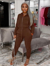 Load image into Gallery viewer, Casual Autumn Solid Hooded Collar Tracksuits Set
