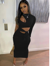 Load image into Gallery viewer, Seductive Solid Lace Up One Shoulder Maxi Dress $30
