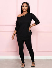 Load image into Gallery viewer, 2 piece pants suit with off shoulder top
